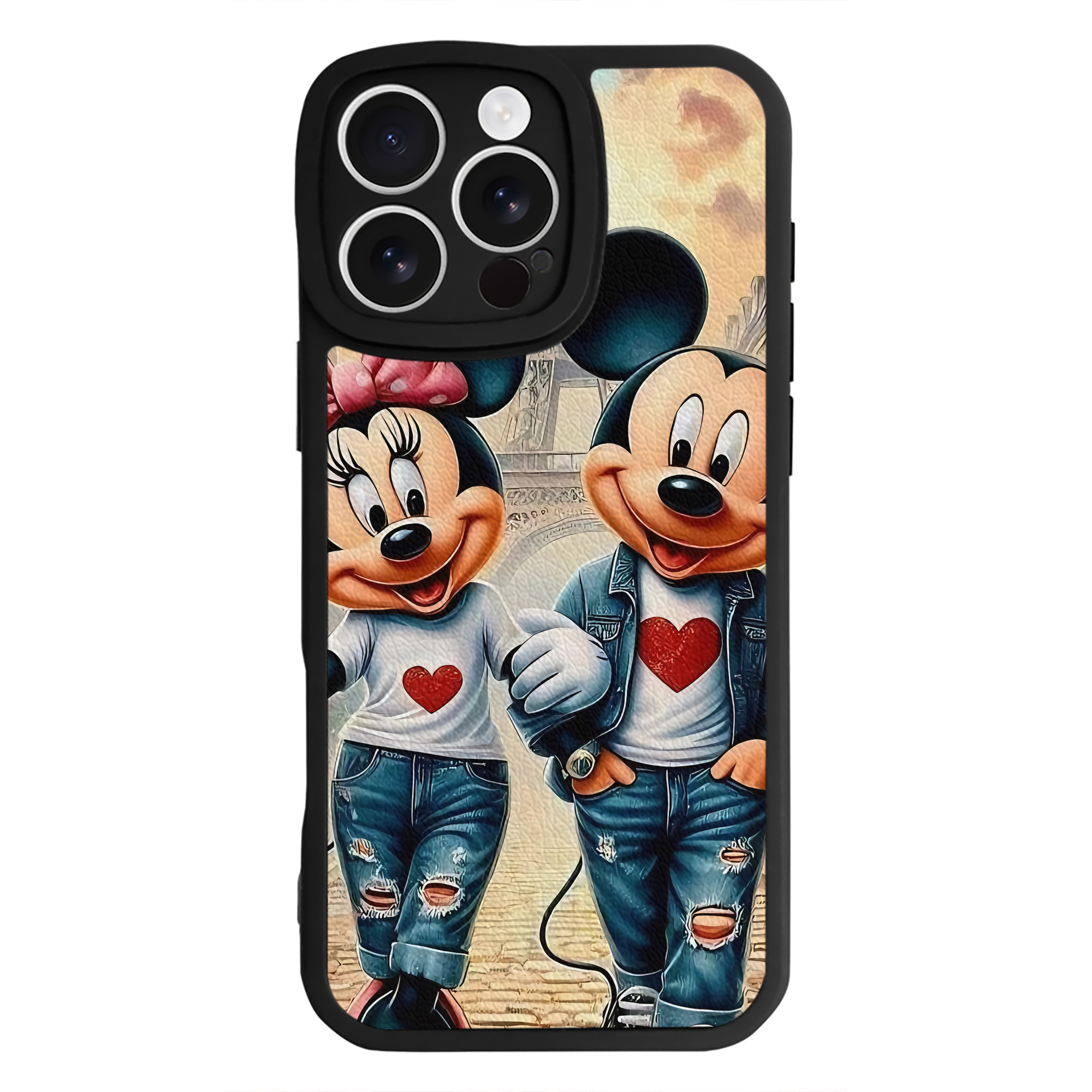 （画像用） ミッキーマウス Mickey Mouse 【iPhone 16シリーズ対応】シリコンスマホケース（レザー調） 材質：シリコン